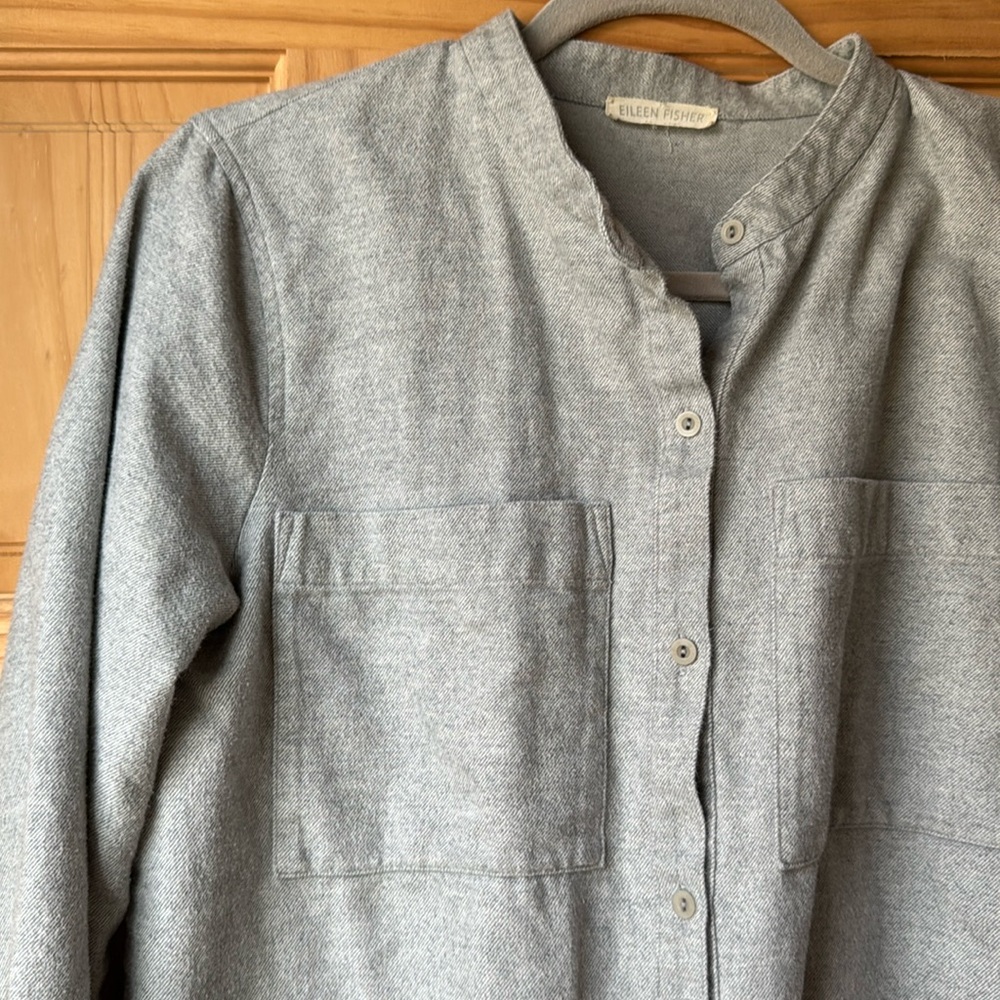 Eileen Fisher gray flannel longer shirt